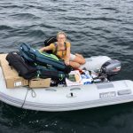 Voll beladenes Dinghi